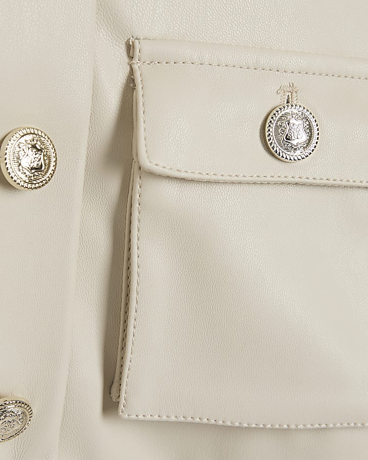 Girls cream boxy shacket