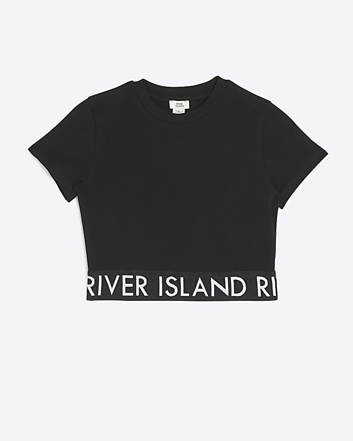 Girls black RI waistband t-shirt