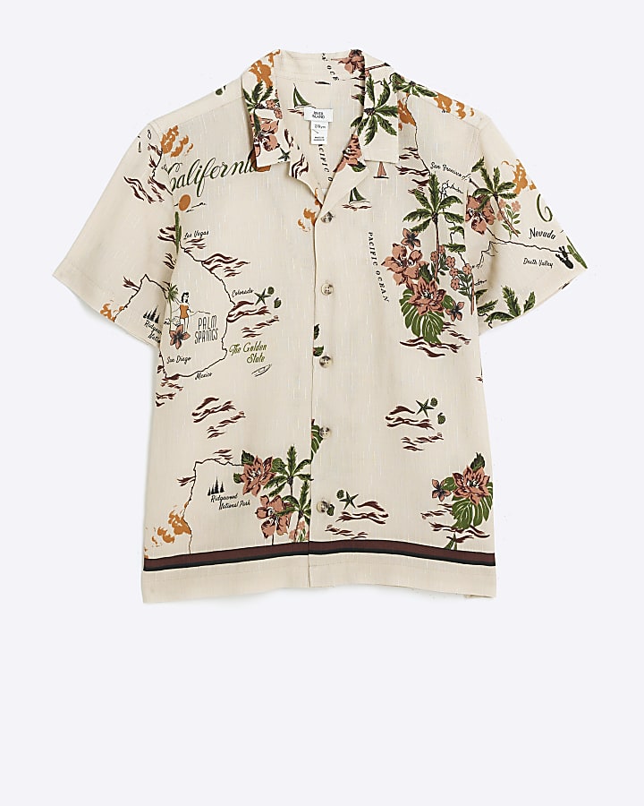 Boys beige floral graphic shirt