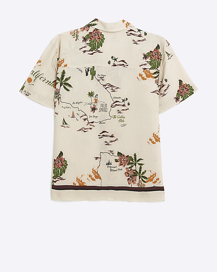 Boys beige floral graphic shirt