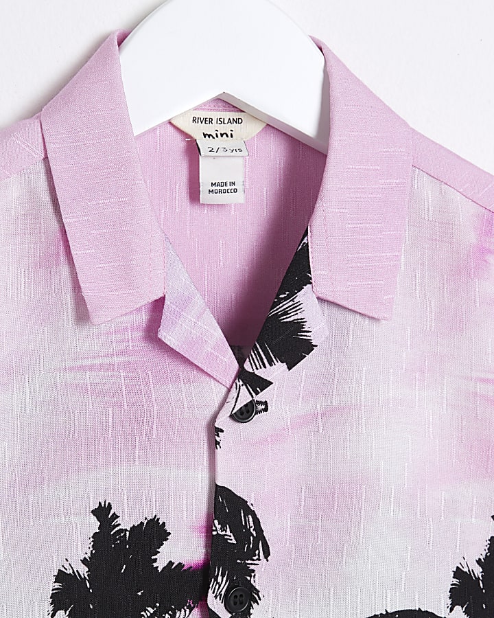 Mini boys pink Palm Tree print shirt