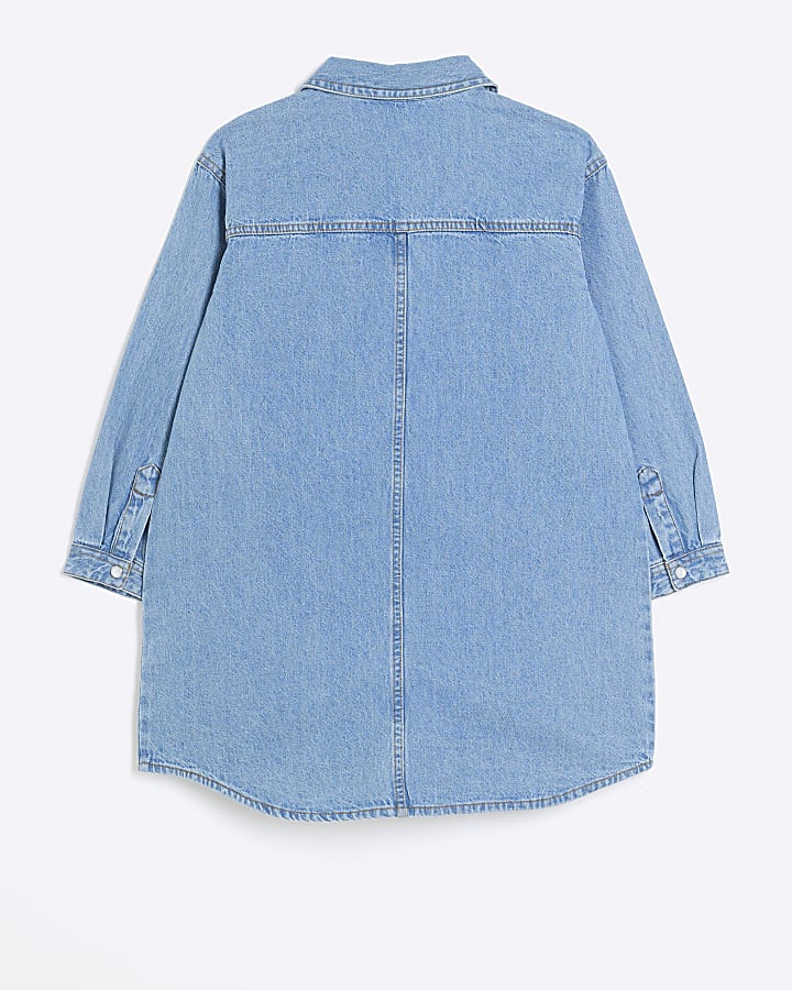 Girls blue denim shirt dress