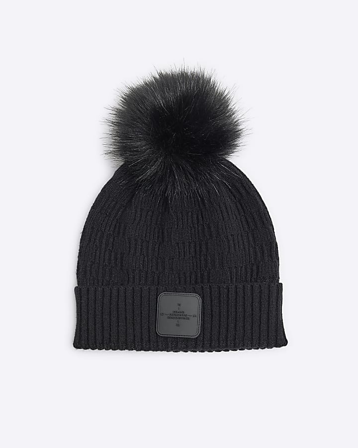 Boys Black Pom Pom Beanie