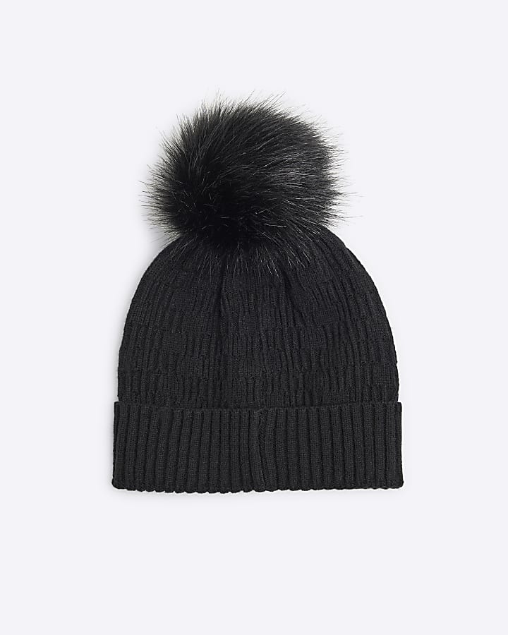 Boys Black Pom Pom Beanie