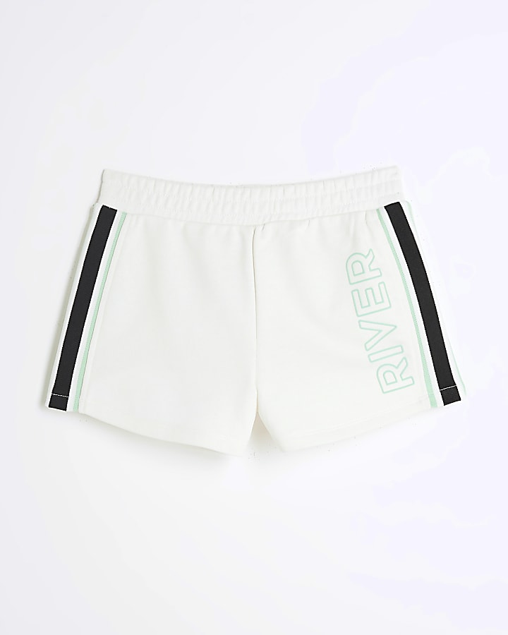 Girls white RI active stripe shorts