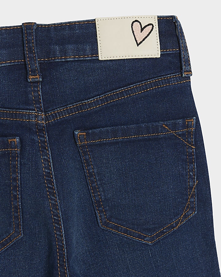 Girls blue front pocket flared jeans