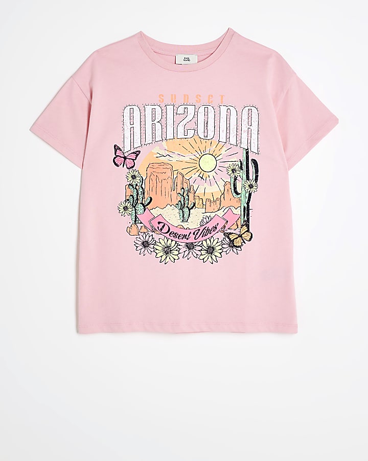 Girls pink Arizona graphic t-shirt