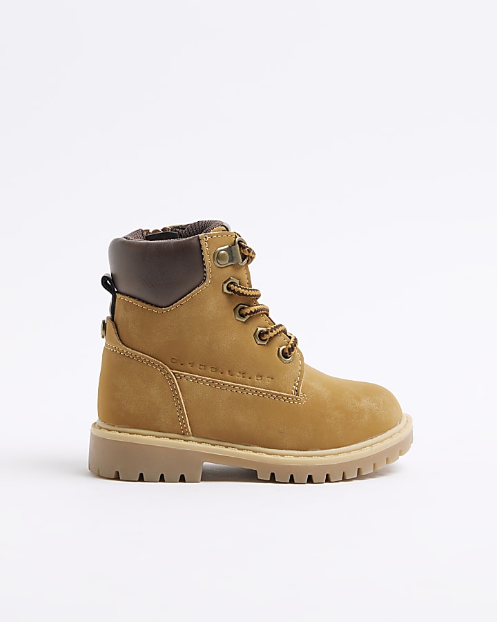 Mini Boys Brown Suedette Worker Boots