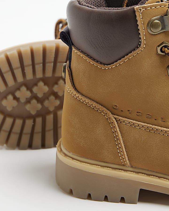 Mini Boys Brown Faux Suede Worker Boots