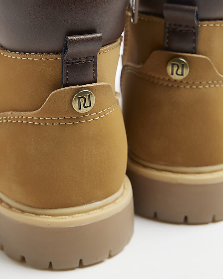 Mini Boys Brown Suedette Worker Boots