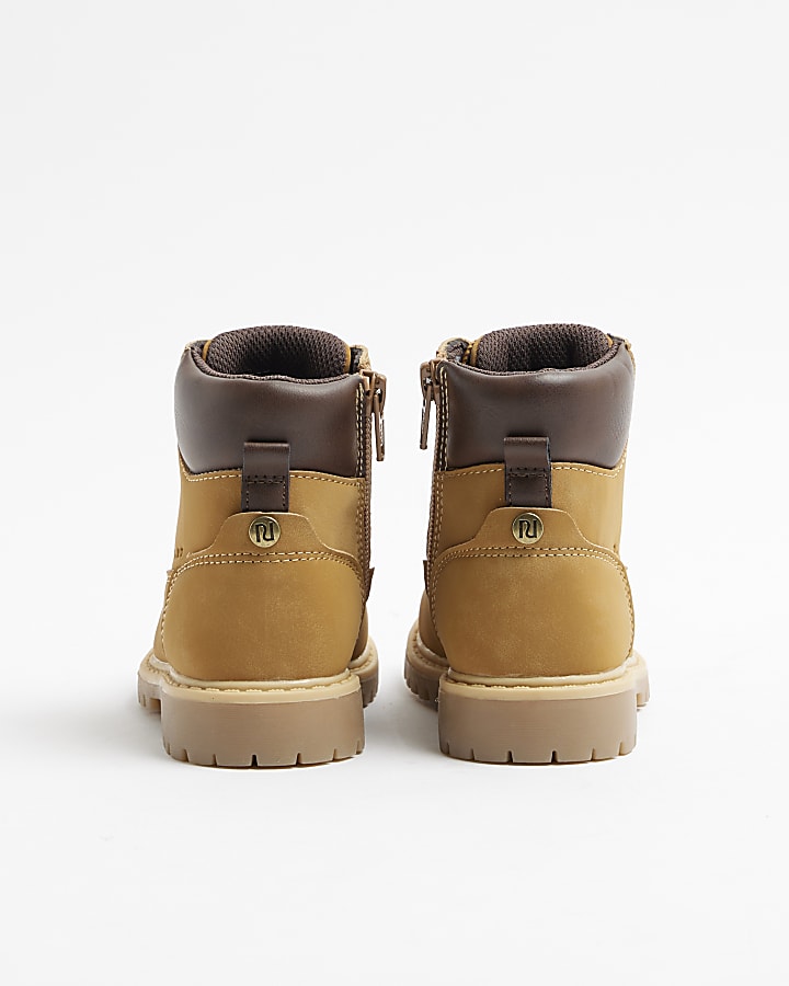 Mini Boys Brown Suedette Worker Boots