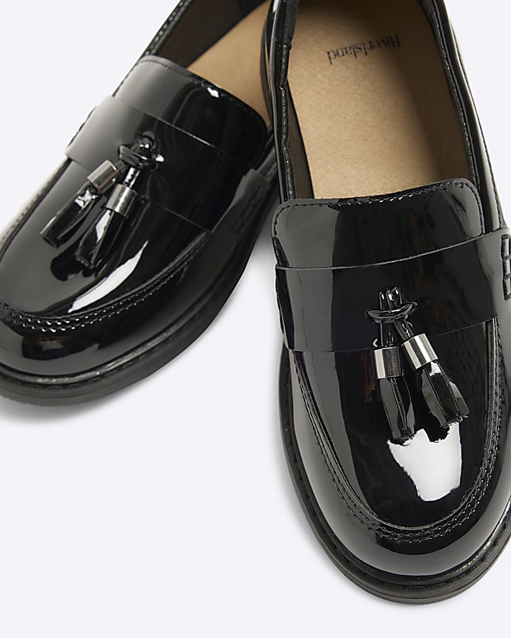 Boys Black Patent Tassel Loafers