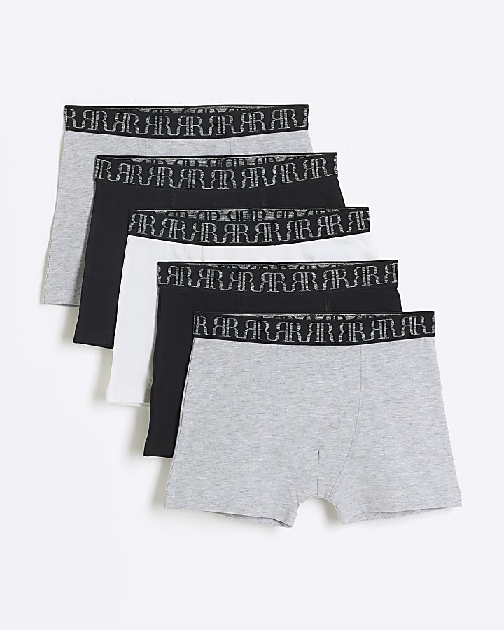 Boys grey RI waistband boxers 5 pack