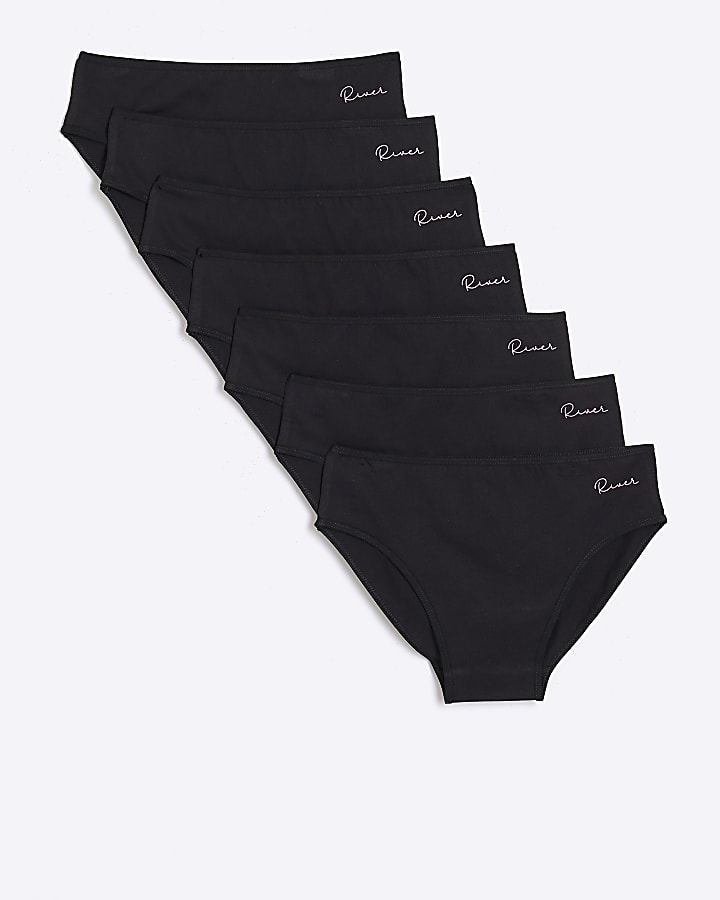 Girls Black Brief 7 Pack