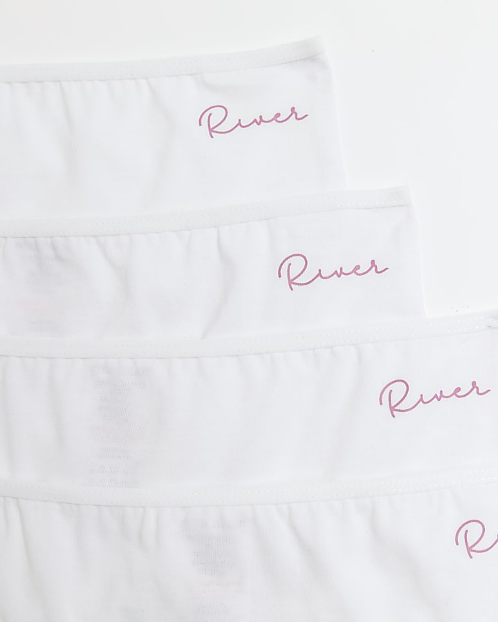 Girls white RI branded briefs 7 pack