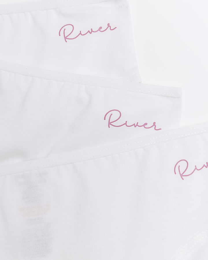 Girls white RI branded briefs 7 pack