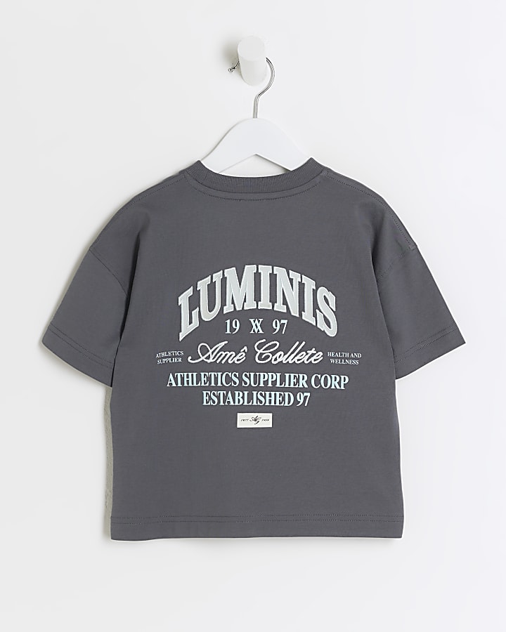 Mini boys grey graphic t-shirt