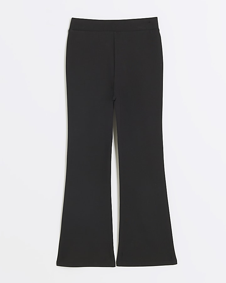 Girls black chain flared trousers