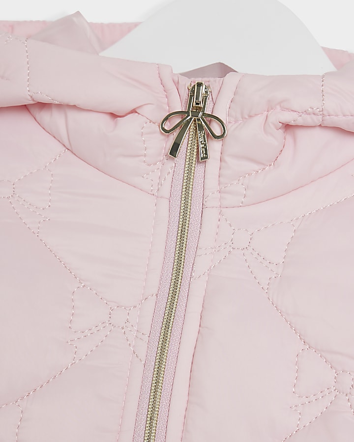 Mini girls pink zip up padded jacket