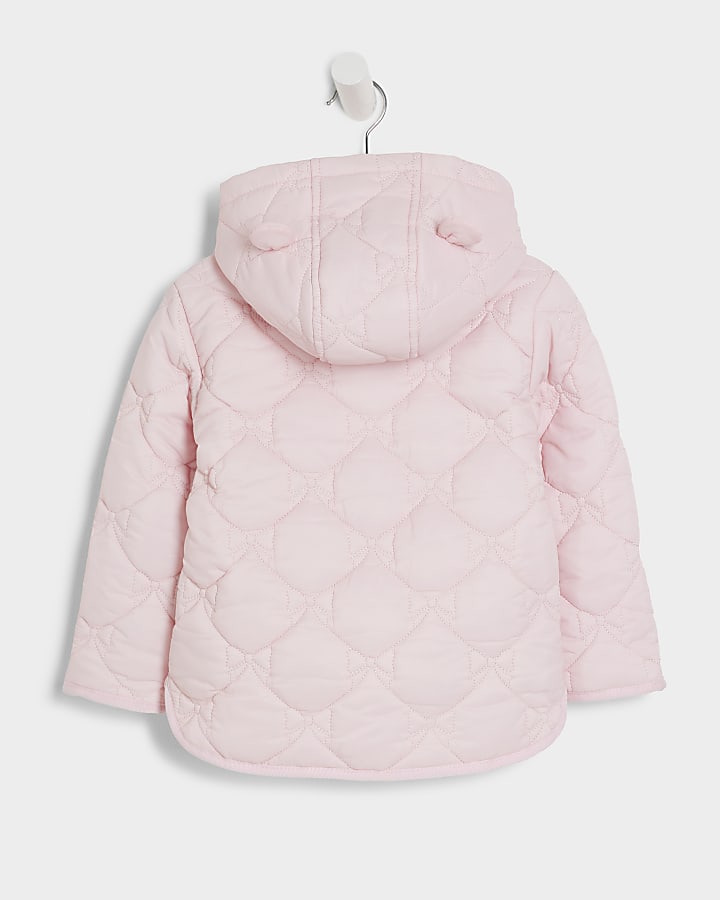 Mini girls pink zip up padded jacket