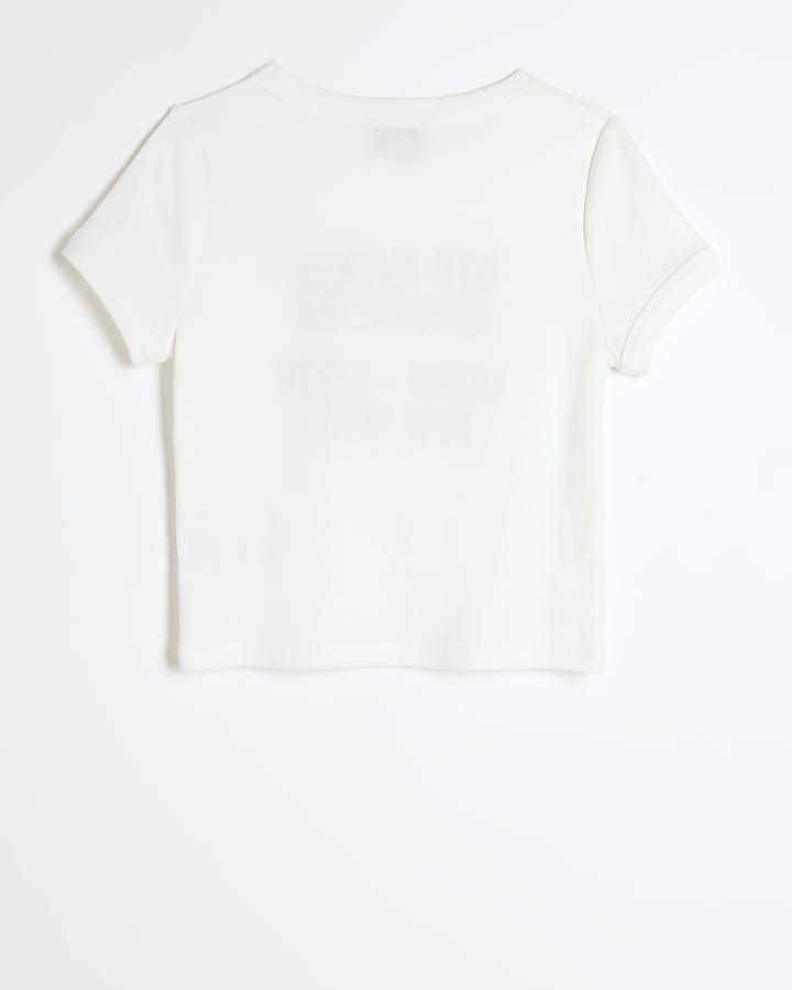 Girls white embossed t-shirt