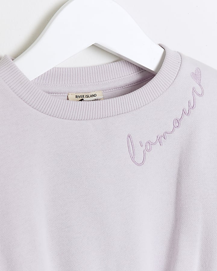 Mini girls purple peplum sweatshirt set