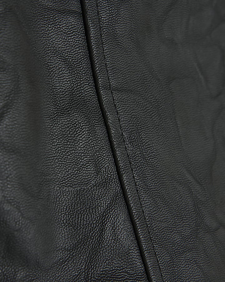 Girls Black Faux Leather Biker Jacket