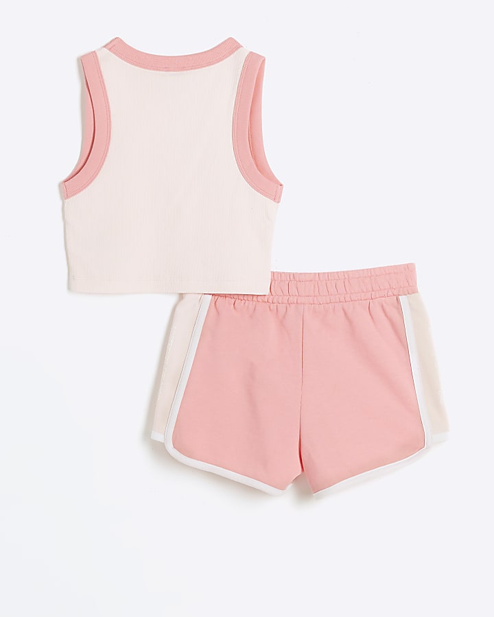 Girls coral RI tank and shorts set