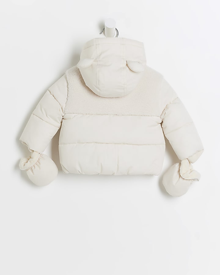 Baby beige bear padded jacket