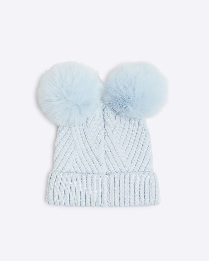 Baby knit pom pom beanie hat