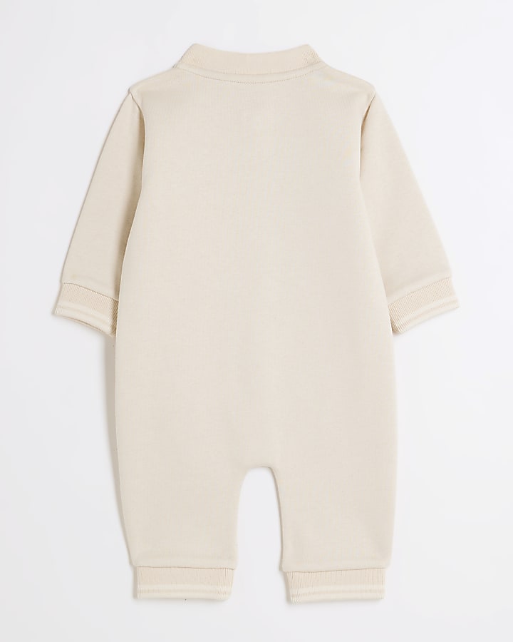 Baby beige embroidered all in one