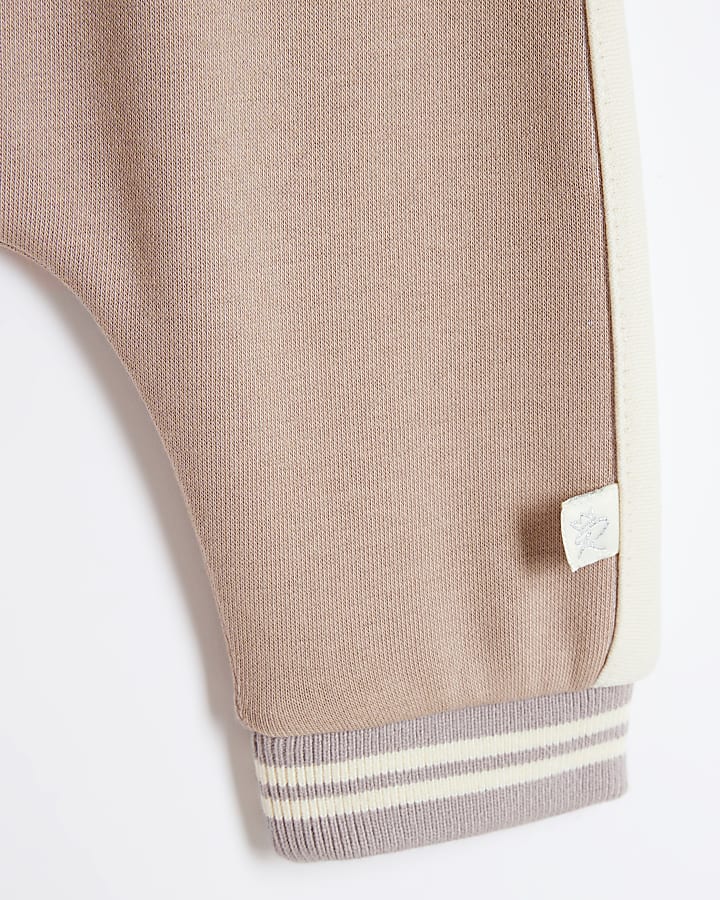 Baby boys beige Colour Block Sweatshirt Set