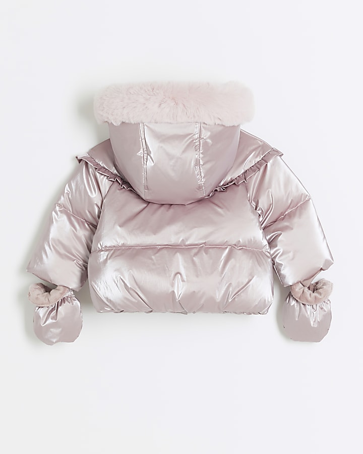 Baby girls pink metallic padded jacket