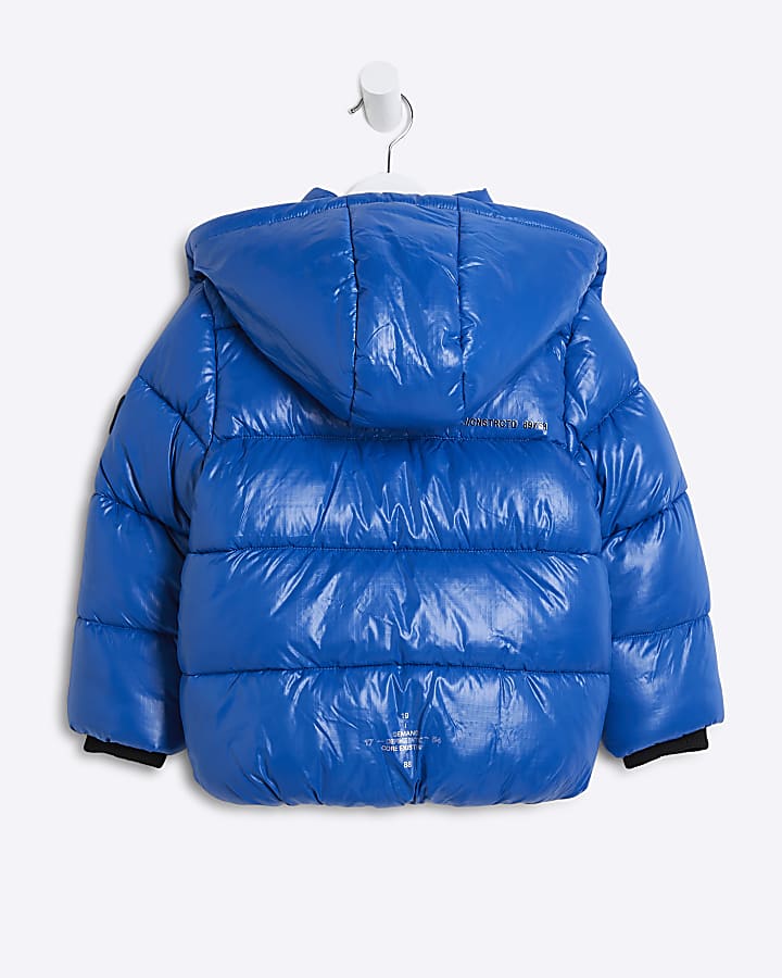 Mini boys blue padded puffer jacket