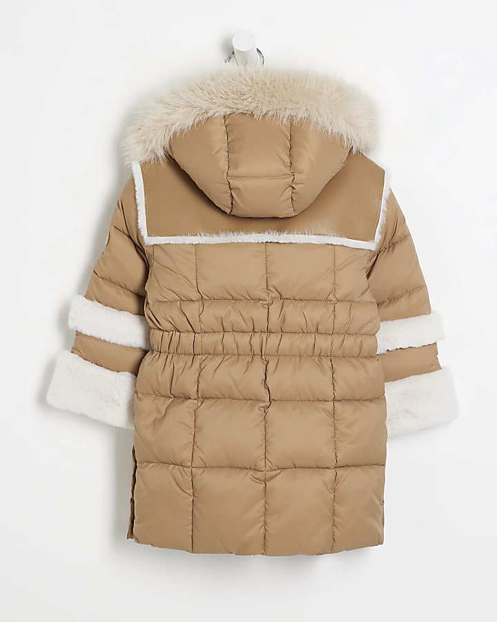 Mini Girls Beige Puffer Jacket