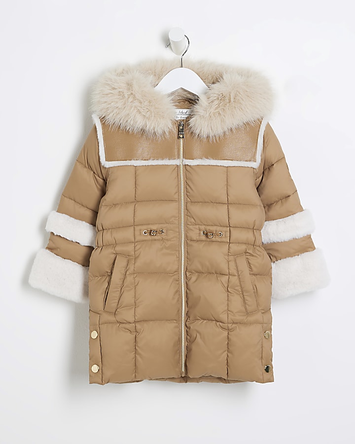 Mini Girls Beige Puffer Jacket