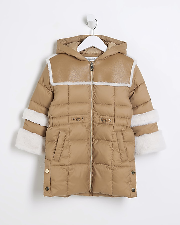 Mini Girls Beige Puffer Jacket