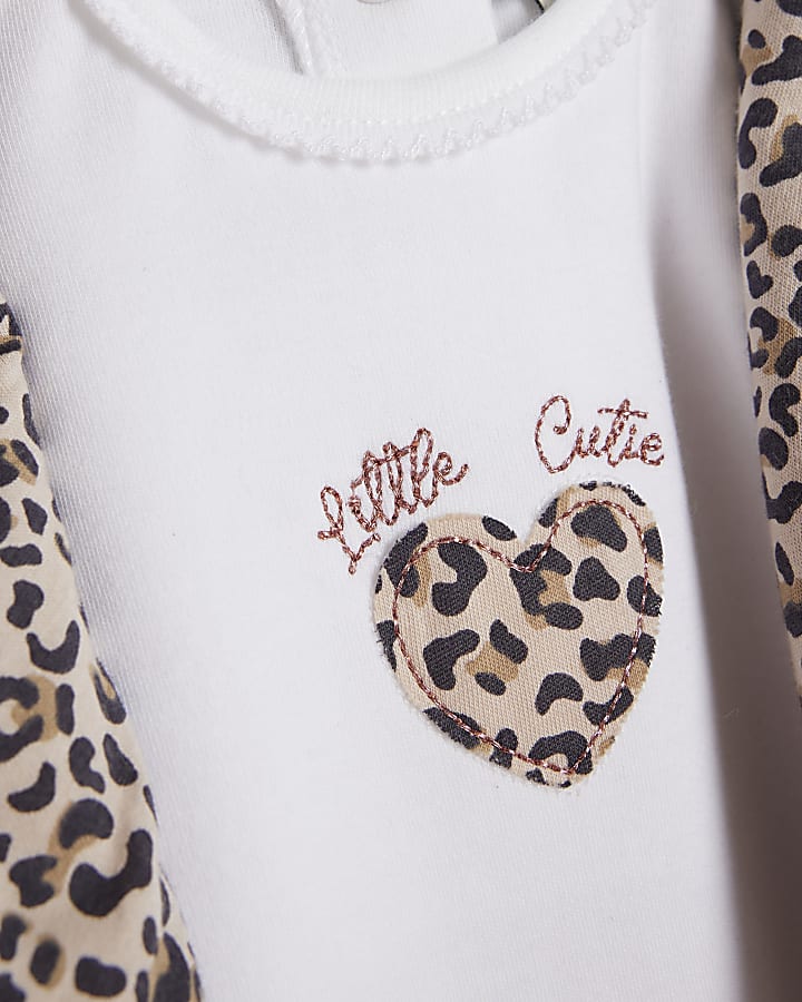 Baby girls cream faux fur gilet 3 piece set