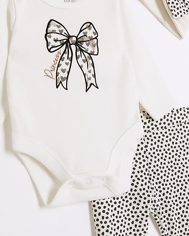 Baby girls cream spot bodysuit set