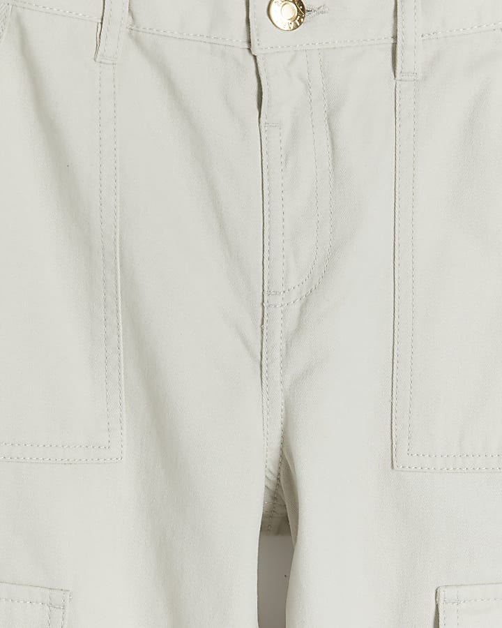 Girls beige herringbone cargo trousers