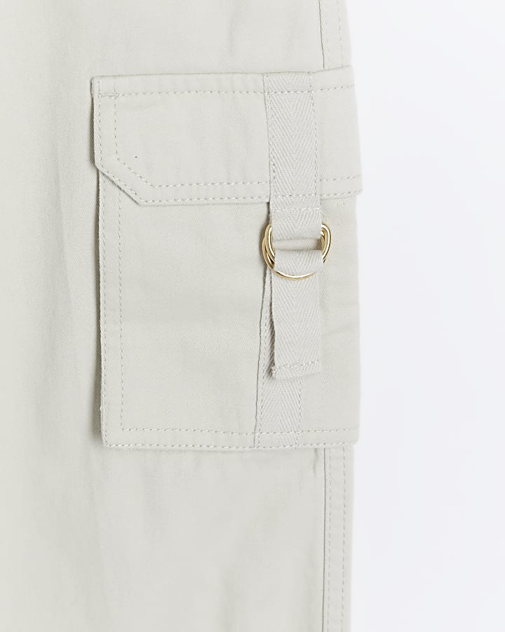 Girls beige herringbone cargo trousers