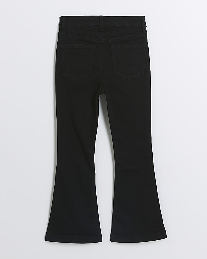 Girls black bow detail flared jeans