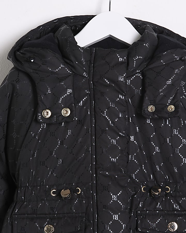 Mini girls black RI Monogram Padded Jacket