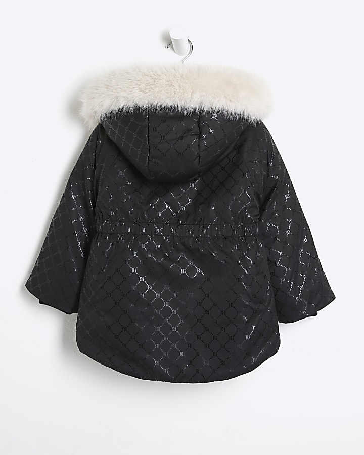 Mini girls black RI Monogram Padded Jacket