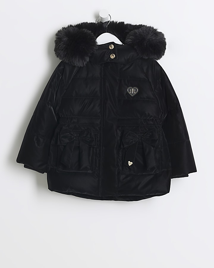 Girls padded black coat online