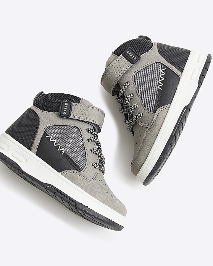 Mini boys grey high top trainers