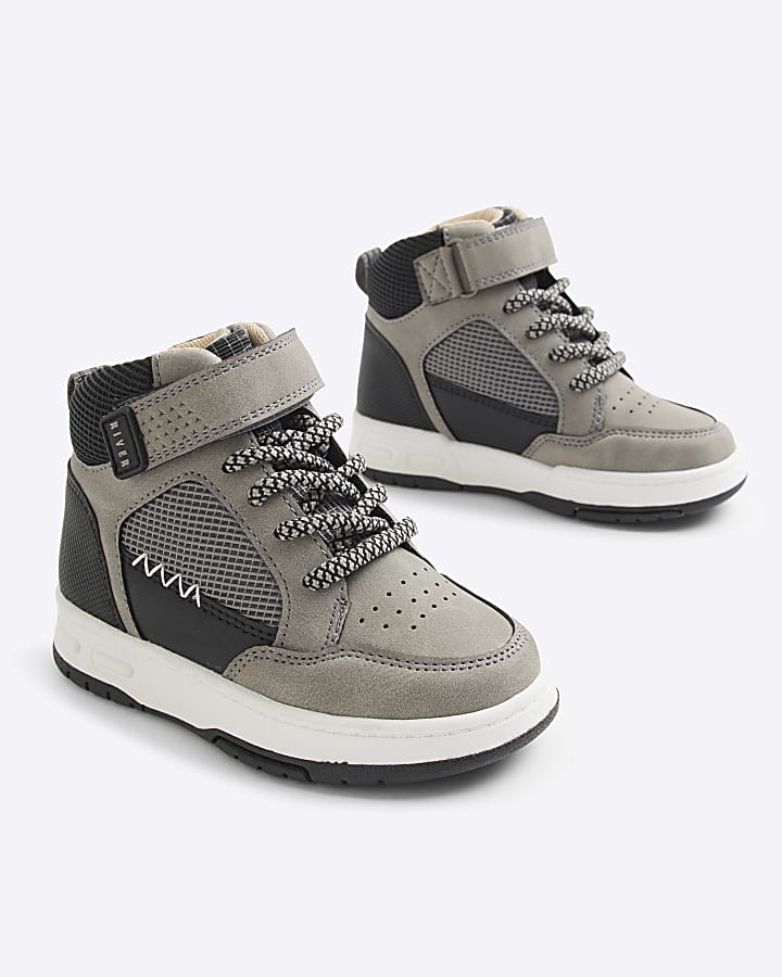 Mini boys grey high top trainers