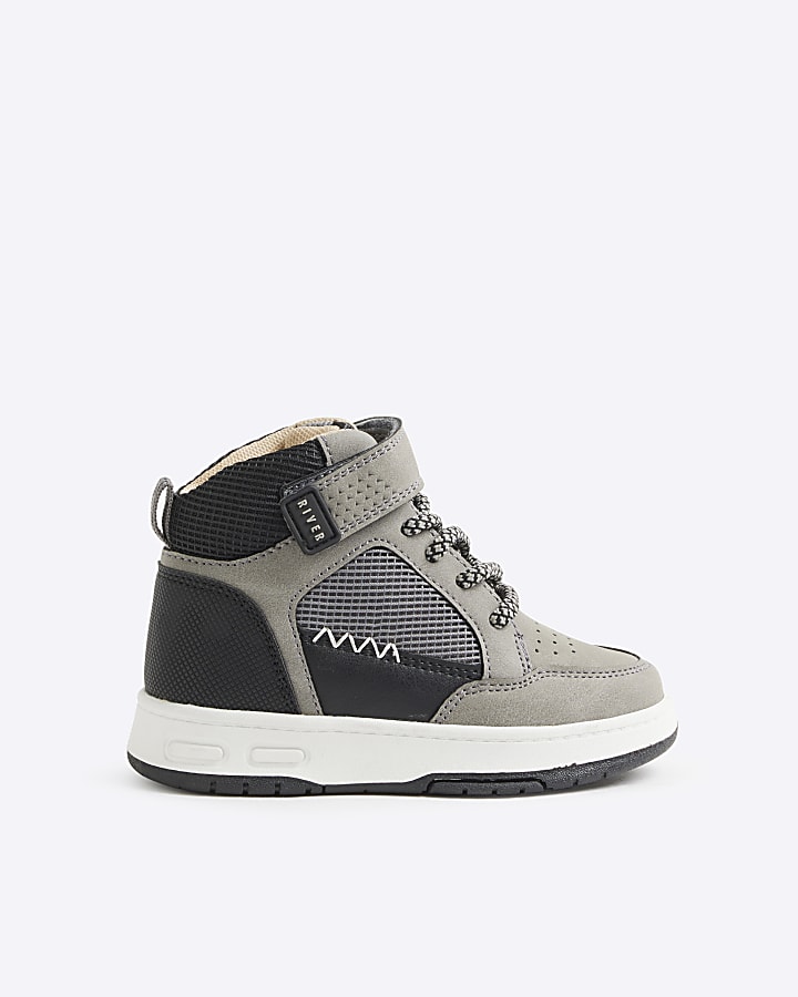 Mini boys grey high top trainers