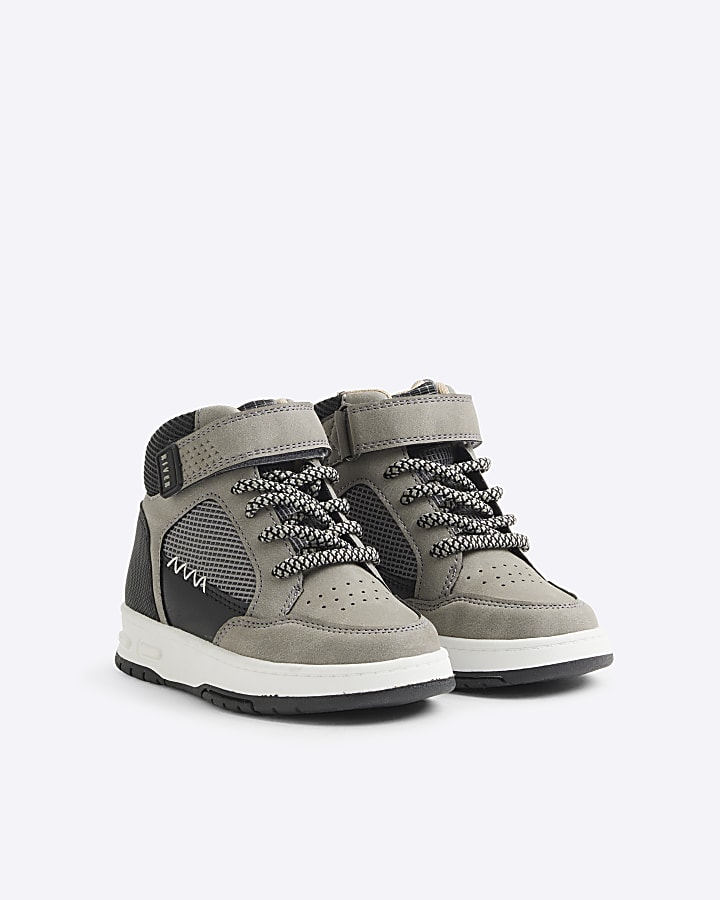 Mini boys grey high top trainers