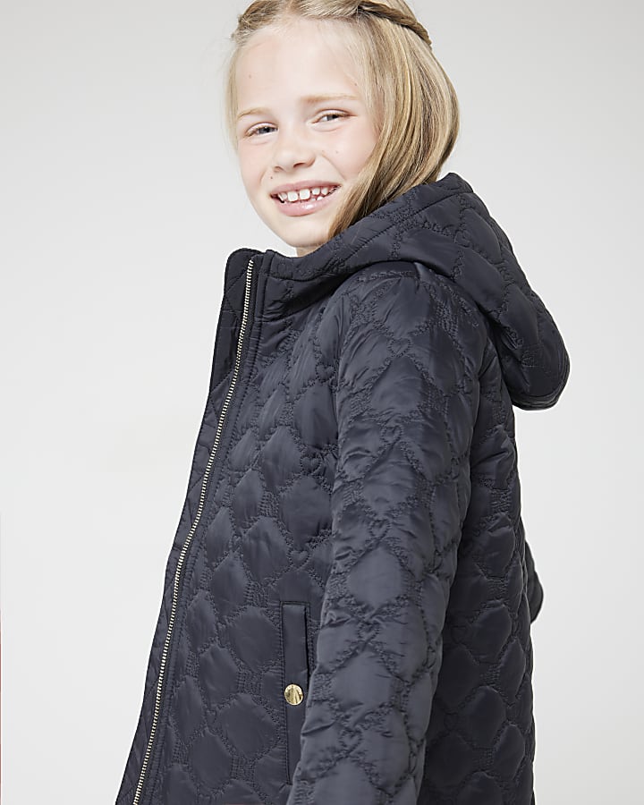 Girls navy lightweight padded jacket